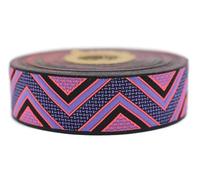 Fantastic Kurdele Galon Ruban Jacquard Tisse Chevron Rose et Violet 10mt x 25mm - Rouleaux Ruban Brode pour Couture Décoration 25706-V6