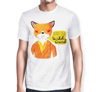 Fantastic Mr. Fox Because I'm A Wild Animal T-T-Shirts à Manches Courtes, Wes Anderson Movie Tee(Medium)