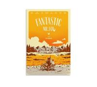 Fantastic Mr. Fox Poster sur toile - Animation fantaisiste Wes Anderson - Décoration murale ludique (4) œuvres d'art imprimées sur toile pour décoration d'intérieur (60 x 90 cm)