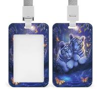 Fantastical Porte-badge rétractable à clip avec deux tigres blancs majestueux pour le travail, le bureau, les médecins, les infirmières