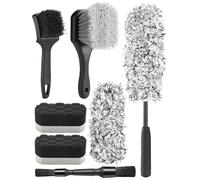 Fantasticlean 7 PCS Lot de Brosse Nettoyage Voiture, Brosse à Jante en Microfibre, Brosses pour Roues et Pneus, Pinceau Detailing Double-Embout, Éponges de Polissage