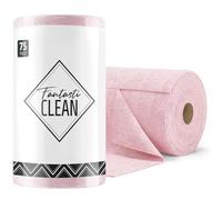 Fantasticlean Lot de 75 Chiffons de Nettoyage, Rouleau de Chiffon en Microfibre Déchirable, Lavettes Réutilisables et Non Pelucheux 30 x 30 cm - Rose