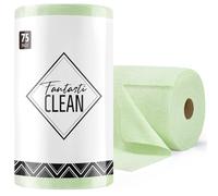 Fantasticlean Lot de 75 Chiffons de Nettoyage, Rouleau de Chiffon en Microfibre Déchirable, Lavettes Réutilisables et Non Pelucheux 30 x 30 cm - Vert