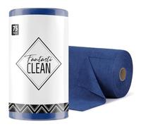 Fantasticlean Lot de 75 Chiffons de Nettoyage, Rouleau de Chiffon en Microfibre Déchirable, Lavettes Réutilisables et Non Pelucheux 30 x 30 cm - Bleu Marine