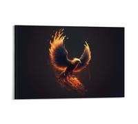 Fantastique bel oiseau de feu animal avec ailes ouvertes rendu abstrait affiche art vintage art mural toile décoration esthétique salon chambre enfants dortoir café salle de bain convient pour être
