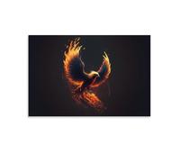Fantastique bel oiseau de feu animal avec ailes ouvertes rendu abstrait affiche art vintage art mural toile décoration esthétique salon chambre enfants dortoir café salle de bain convient pour être