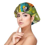 Fantastique bonnet de nuit en satin avec imprimé plumes de perroquet pour adulte, maintient la coiffure et assure un sommeil confortable, 33 cm noir, noir, taille unique