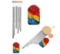 Fantastique carillon éolien en forme de plume de perroquet pour l'extérieur 52,1 cm Grand carillon en aluminium avec 6 tubes accordés pour créer une atmosphère zen pour terrasse, cour, porche, jardin