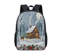 Fantastique château de glace calèche bonhomme de neige 43,2 cm sac à dos fantaisiste hiver pays des merveilles tour horloge tour conte de fées sac d'école pour enfants, adolescents et étudiants, 07, L