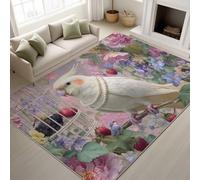Fantastique Conte De Fées Perroquet Cage À Oiseaux Tapiss de Passage Couloir Antidérapant et Lavable Tapis d'entrée Interieur Paillasson, Blanc Tapis de Sol pour Chambre Buanderie, 50 x 150 cm