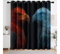 Fantastique Cool Rideau Occultant Lot de 2 Animal Glace Feu Double Aigles Rideau Thermique Isolant, L 140 X H 245 cm Anti Froid et Chaleur Rideaux Opaque à Oeillets Chambre Maison Salon Decoration