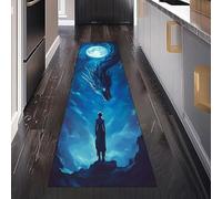 Fantastique Dragon Tapis de Passage 50 x 280 cm, Mythe Personnage Dessin Animé Lune Tapis Couloir Long Absorbant Carpet de Passage Antidérapant Paillasson Interieur Entrée pour Salon Bureau