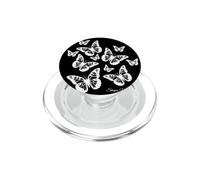 Fantastique Papillon Elégant Blanc Noir 3 Formes Mania PopSockets PopGrip pour MagSafe