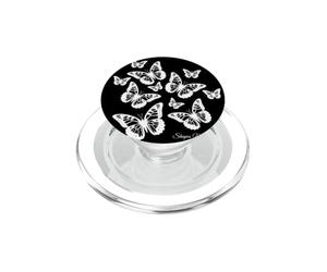 Fantastique Papillon Elégant Blanc Noir 3 Formes Mania PopSockets PopGrip pour MagSafe