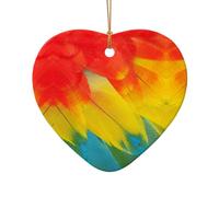 Fantastique perroquet imprimé plumes en céramique en forme d'étoile en forme de cœur Décorations de Noël à suspendre pour sapin de Noël