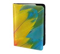 Fantastique porte-passeport avec impression plumes de perroquet, essentiels de voyage, cartes et passeport, taille adaptée à tous les passeports standard