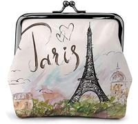 Fantastique Tour Eiffel Paris Romantique France Porte-Monnaie en Cuir Petit Kiss-Lock Change Pouch Fermoir Fermeture Boucle Portefeuille pour Femme Fille