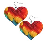 Fantastiques boucles d'oreilles pendantes légères en cuir avec plumes de perroquet pour femme