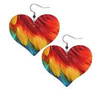 Fantastiques boucles d'oreilles pendantes légères en cuir avec plumes de perroquet pour femme
