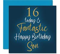 Fantastiques cartes d'anniversaire 16 ans pour fils - 16 ans aujourd'hui et fantastique - Carte d'anniversaire pour fils de la part de maman ou papa cadeaux d'anniversaire pour fils 145mm