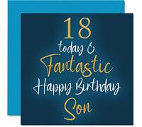 Fantastiques cartes d'anniversaire 18 ans pour fils - 18 ans aujourd'hui et fantastique - Carte d'anniversaire pour fils de la part de maman ou de papa, cartes de vœux 145 mm