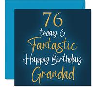 Fantastiques cartes d'anniversaire 76 ans pour grand-père - 76 aujourd'hui et fantastique - Carte d'anniversaire pour grand-père de la part de petit-fils, petite-fille, cadeaux d'anniversaire pour