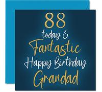 Fantastiques cartes d'anniversaire 88 ans pour grand-père - 88 aujourd'hui et fantastique - Carte d'anniversaire pour grand-père de la part de petit-fils, petite-fille, cadeaux d'anniversaire pour
