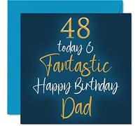 Fantastiques cartes d'anniversaire de 48 ans pour papa - 48 aujourd'hui et fantastique - Carte d'anniversaire pour papa de la part de son fils, fille, cadeau d'anniversaire de 145 mm x 145 mm, cartes
