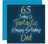 Fantastiques cartes d'anniversaire de 65 ans pour papa - 65 aujourd'hui et fantastique - Carte d'anniversaire pour papa de la part de son fils, fille, cadeau d'anniversaire de 145 mm x 145 mm, cartes