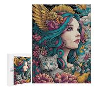 Fantasy Angel with Flowers and Cat Puzzle 1000 Pièces Educa Jouet en Bois Cadeau Unique Décoration Intérieure Jeu Éducatif Challenge Toy Adultes Et Enfants À Partir De 14 Ans 500 PCS