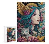 Fantasy Angel with Flowers and Cat Puzzle 300 Pièces Educa Jouet en Bois Cadeau Unique Décoration Intérieure Jeu Éducatif Challenge Toy Adultes Et Enfants À Partir De 14 Ans 300 PCS