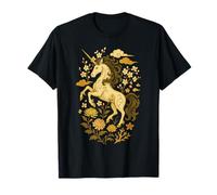 Fantasy Artwork Fleur équestre Vintage Floral Licorne T-Shirt
