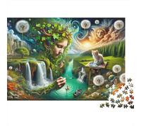 Fantasy Artwork with Nature Elements Puzzle 1000 Pièces Cadeau Unique Jeu Éducatif Challenge Toy À De Qualité Supérieure Peinture Art pour Adultes Enfants 70x50cm/1000pcs