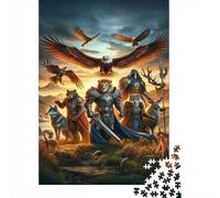 Fantasy Artwork with Warriors and Animals Nouvel an Puzzle en Bois | Pour les soirées calmes : ce puzzle 1000 pièces adulte se prête aux longues séances de puzzle à la maison.
