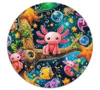 Fantasy Axolotl 1000 Pièces Puzzle Circulaire Puzzle Adulte pour Enfants Jeux De Défi Uniques Difficile Impossiblepour Adultes Décoration pour Enfants Cadeau 1000pcs (67.5x67.5cm)