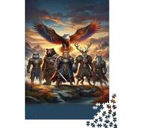 Fantasy Beast Warriors Art Print Idée Noël Puzzle en Bois, 1000 pièces | Pour une longue soirée puzzle après le travail : ce puzzle adulte 1000 pièces peut se faire seul ou se partager.