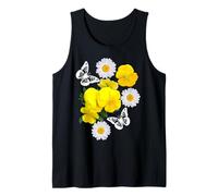 Fantasy Blanc Papillon Marguerites Jaunes Pensées Formes Mania Débardeur