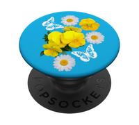 Fantasy Blanc Papillon Marguerites Jaunes Pensées Formes Mania PopSockets PopGrip Adhésif