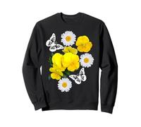 Fantasy Blanc Papillon Marguerites Jaunes Pensées Formes Mania Sweatshirt