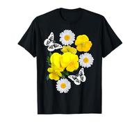 Fantasy Blanc Papillon Marguerites Jaunes Pensées Formes Mania T-Shirt