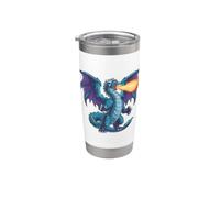 Fantasy Blue Fire Dragon Gobelet isotherme en acier inoxydable double paroi