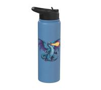 Fantasy Blue Fire Dragon Stainless Steel Insulated Water Bottle