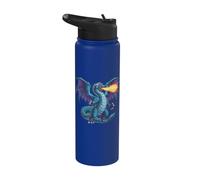 Fantasy Blue Fire Dragon Stainless Steel Insulated Water Bottle