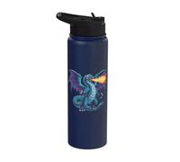 Fantasy Blue Fire Dragon Stainless Steel Insulated Water Bottle
