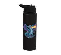 Fantasy Blue Fire Dragon Stainless Steel Insulated Water Bottle