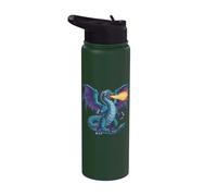 Fantasy Blue Fire Dragon Stainless Steel Insulated Water Bottle