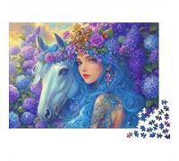 Fantasy Blue Horse 100% Recycled Cardboard Fairy & Unicorn Art 1000 Piece Puzzle for Adults The Impossible Challenge Fun Present 52x38cm/1000pcs