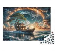 Fantasy Boat House 100% Recycled Cardboard Moonlit Boat Scene 1000Pc Jigsaw for Adults & Kids Unique Beautifully Illustrated 52x38cm/1000pcs