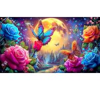 Fantasy-Butterfly-Garden Papier recyclé Puzzle 1000 pièces Défi de Jeu éducatif Cadeau Amusant & Activité Maison Idée Cadeau Parfaite pour Femmes et Hommes 70x50/1000 pièces