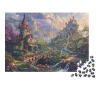 Fantasy Castle Landscape Colourful Misty Mountain Tower 1000 Pieces Jigsaws Adults and Children Fun Activity for Rainy Days 38x26cm/1000pcs